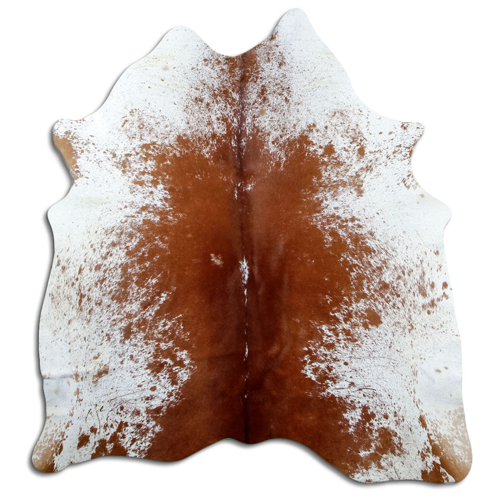 Salt and pepper cowhide rug of about 170 × 160 cm, seen from above: the exact hide you receive