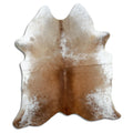 Salt and pepper cowhide rug of about 190 × 160 cm, seen from above: the exact hide you receive