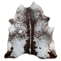 Salt and pepper cowhide rug of about 190 × 180 cm, seen from above: the exact hide you receive