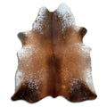 Salt and pepper cowhide rug of about 200 × 170 cm, seen from above: the exact hide you receive