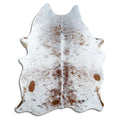 Salt and pepper cowhide rug of about 210 × 160 cm, seen from above: the exact hide you receive