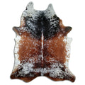 Salt and pepper cowhide rug of about 260 × 210 cm, seen from above: the exact hide you receive