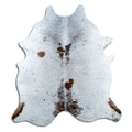 Salt and pepper cowhide rug of about 200 × 190 cm, seen from above: the exact hide you receive