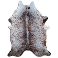 Salt and pepper cowhide rug of about 230 × 180 cm, seen from above: the exact hide you receive