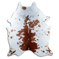 Salt and pepper cowhide rug of about 220 × 180 cm, seen from above: the exact hide you receive