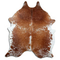 Salt and pepper cowhide rug of about 230 × 190 cm, seen from above: the exact hide you receive