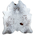 Salt and pepper cowhide rug of about 220 × 200 cm, seen from above: the exact hide you receive