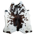 Salt and pepper cowhide rug of about 220 × 200 cm, seen from above: the exact hide you receive