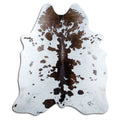Salt and pepper cowhide rug of about 220 × 190 cm, seen from above: the exact hide you receive