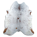 Salt and pepper cowhide rug of about 220 × 200 cm, seen from above: the exact hide you receive