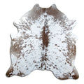 Salt and pepper cowhide rug of about 200 × 190 cm, seen from above: the exact hide you receive