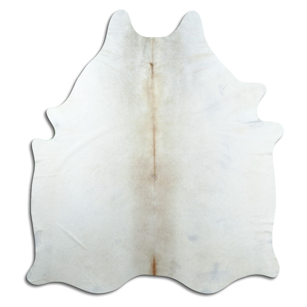 Brown cowhide rug of about 180 × 160 cm, seen from above: the exact hide you receive