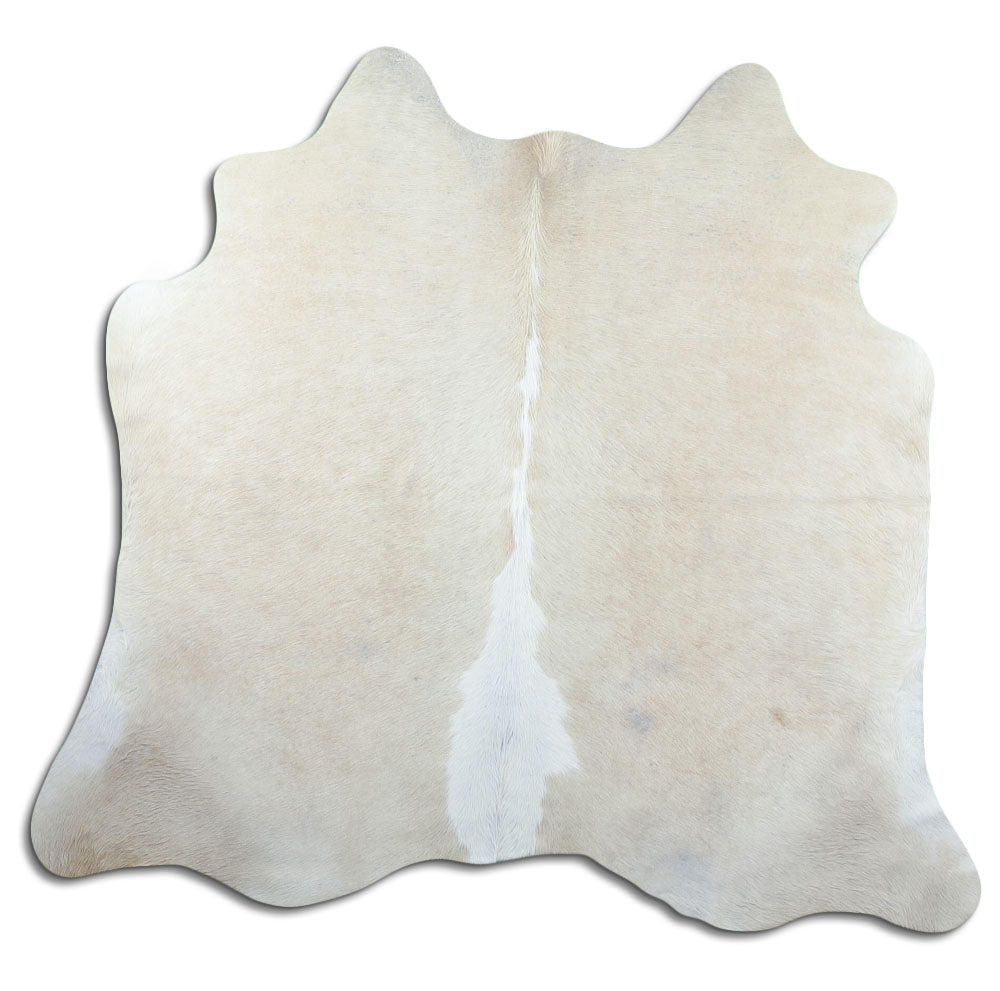 Brown cowhide rug of about 160 × 180 cm, seen from above: the exact hide you receive
