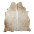 Brown cowhide rug of about 170 × 150 cm, seen from above: the exact hide you receive