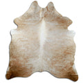 Brown cowhide rug of about 180 × 170 cm, seen from above: the exact hide you receive