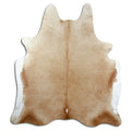 Brown cowhide rug of about 200 × 180 cm, seen from above: the exact hide you receive