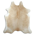 Brown cowhide rug of about 200 × 180 cm, seen from above: the exact hide you receive