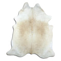 Brown cowhide rug of about 210 × 190 cm, seen from above: the exact hide you receive