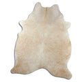 Brown cowhide rug of about 230 × 180 cm, seen from above: the exact hide you receive