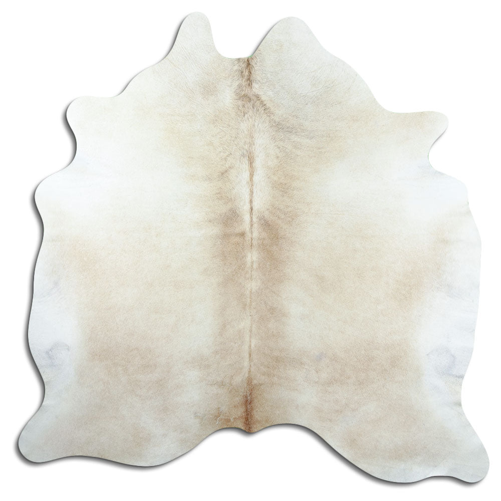 Brown cowhide rug of about 190 × 190 cm, seen from above: the exact hide you receive