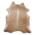 Brown cowhide rug of about 190 × 170 cm, seen from above: the exact hide you receive