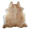 Brown cowhide rug of about 200 × 180 cm, seen from above: the exact hide you receive