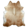 Brown cowhide rug of about 220 × 190 cm, seen from above: the exact hide you receive