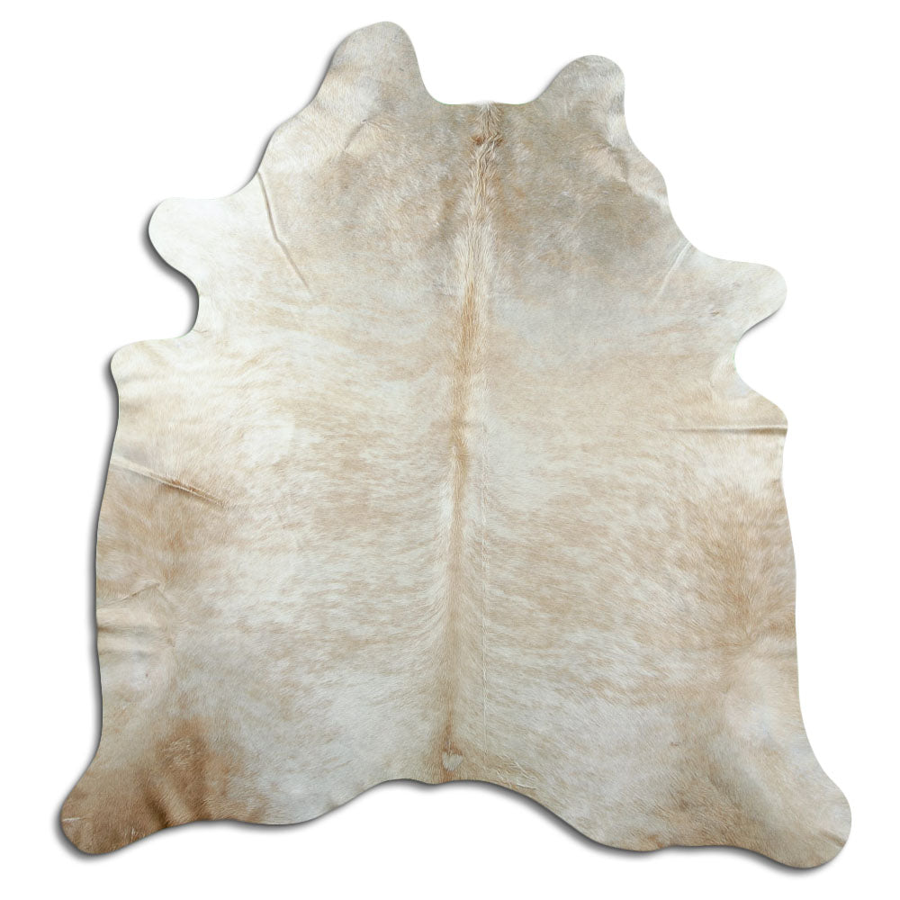 Brown cowhide rug of about 200 × 190 cm, seen from above: the exact hide you receive