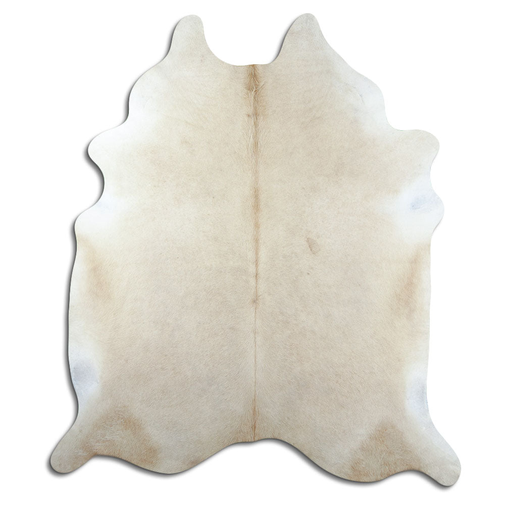 Brown cowhide rug of about 220 × 200 cm, seen from above: the exact hide you receive