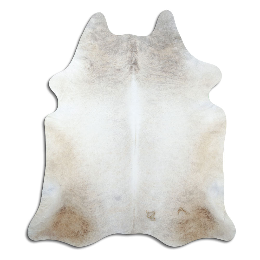 Brown cowhide rug of about 230 × 200 cm, seen from above: the exact hide you receive