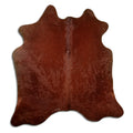 Brown cowhide rug of about 170 × 160 cm, seen from above: the exact hide you receive