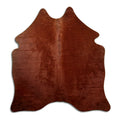 Brown cowhide rug of about 170 × 170 cm, seen from above: the exact hide you receive