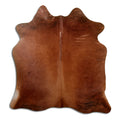 Brown cowhide rug of about 170 × 160 cm, seen from above: the exact hide you receive
