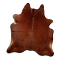 Brown cowhide rug of about 200 × 180 cm, seen from above: the exact hide you receive