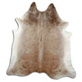 Brown cowhide rug of about 230 × 210 cm, seen from above: the exact hide you receive