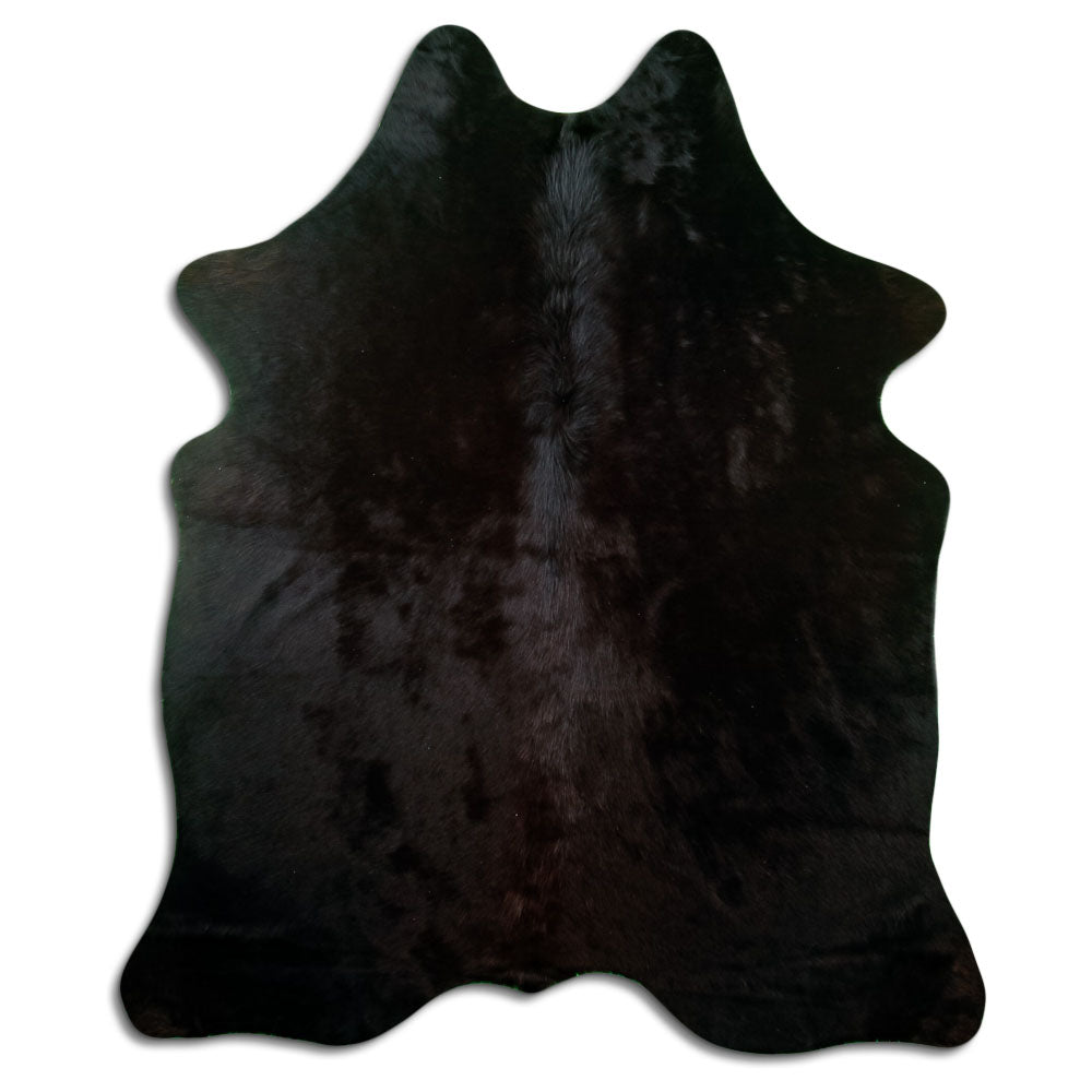 Brown cowhide rug of about 190 × 160 cm, seen from above: the exact hide you receive
