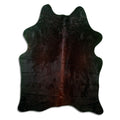 Brown cowhide rug of about 180 × 140 cm, seen from above: the exact hide you receive