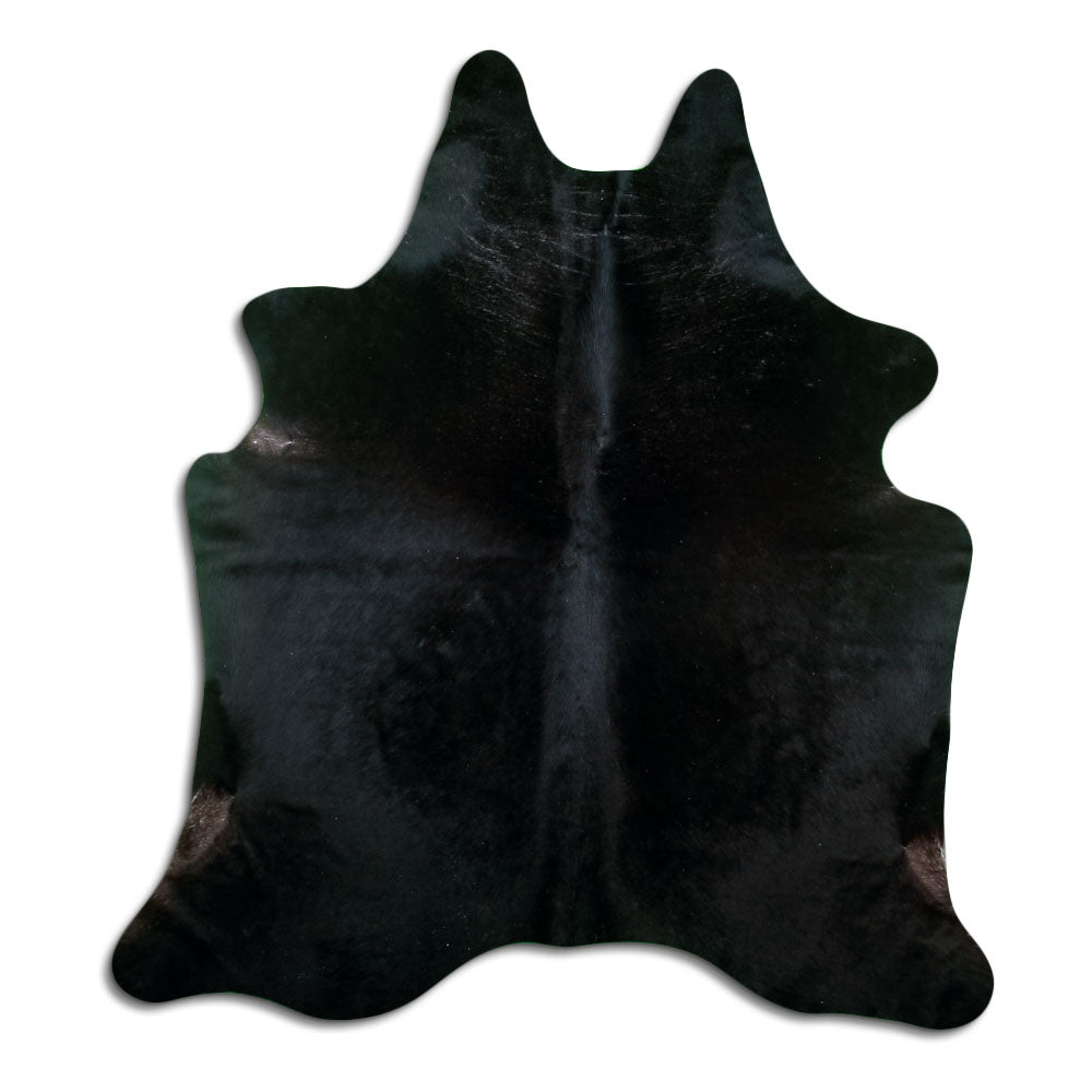 Brown cowhide rug of about 200 × 190 cm, seen from above: the exact hide you receive