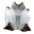 Grey cowhide rug of about 190 × 170 cm, seen from above: the exact hide you receive