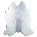 Grey cowhide rug of about 240 × 200 cm, seen from above: the exact hide you receive