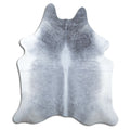 Grey cowhide rug of about 230 × 200 cm, seen from above: the exact hide you receive