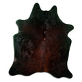 Brown cowhide rug of about 190 × 170 cm, seen from above: the exact hide you receive