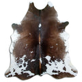 Tricolour cowhide rug of about 210 × 190 cm, seen from above: the exact hide you receive
