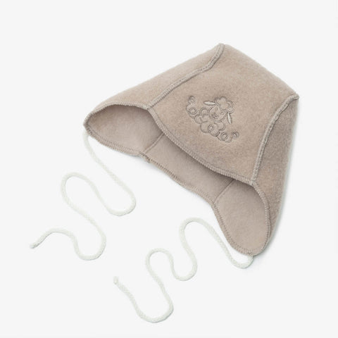 Merino Wool Baby Hat “Sheep” with Embroidery; Beige
