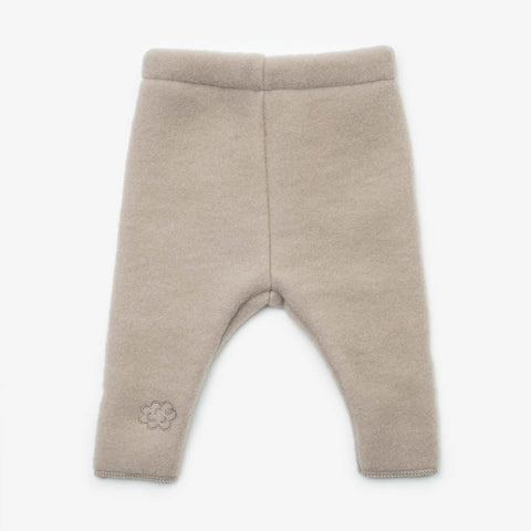 Merino Wool Baby Trousers “Sheep” with Embroidery; Beige