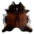 Brown & White Cowhide Rug XXL