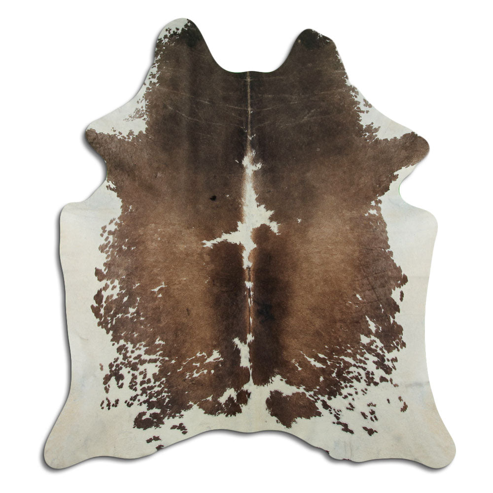 Brown & White Cowhide Rug XL