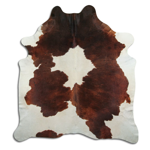 Brown & White Cowhide Rug XXL