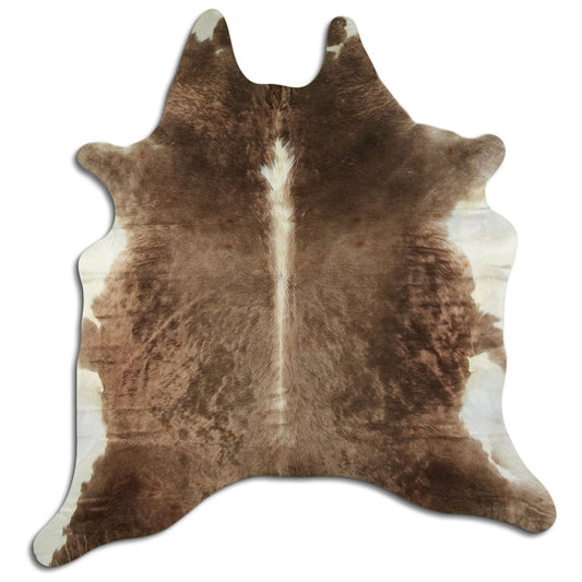 Brown & White Cowhide Rug XL