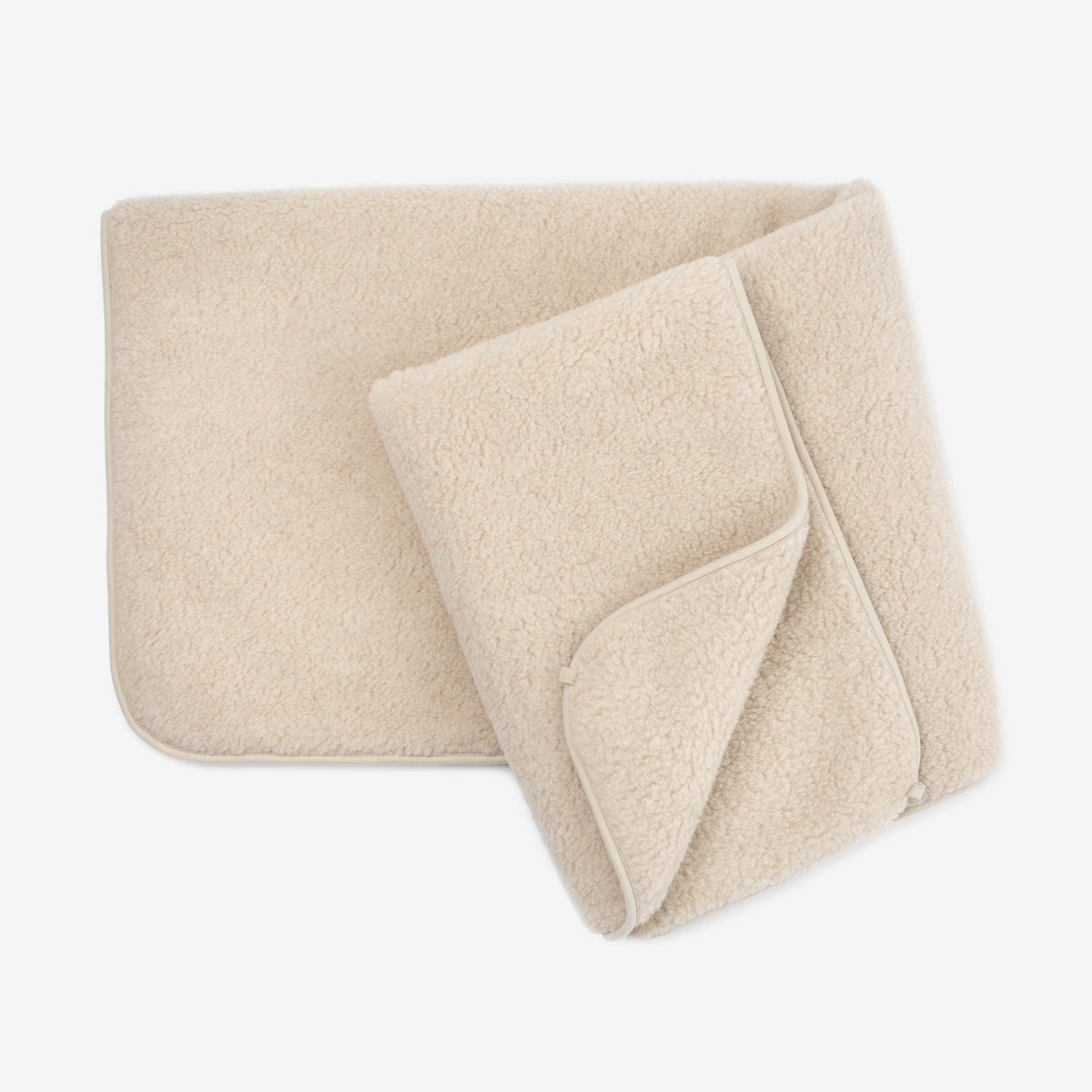 Nut 2-ply merino blanket folded open